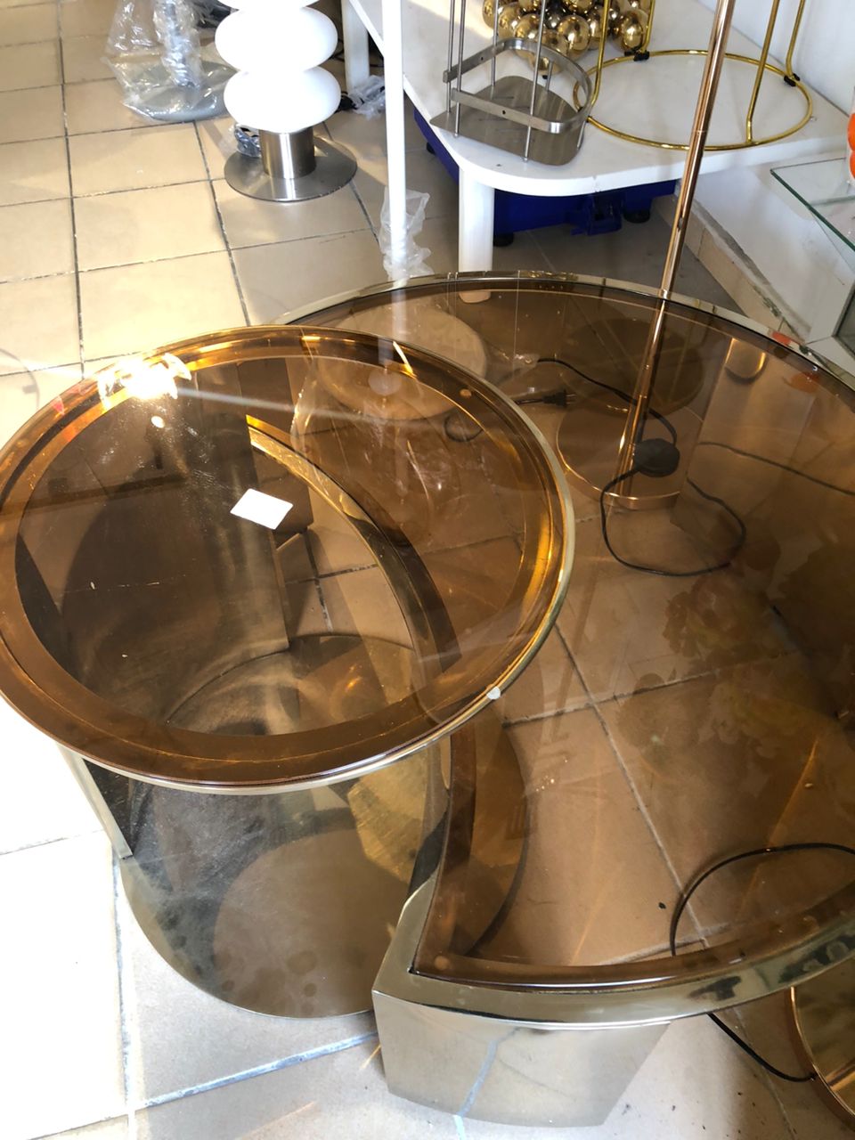 Table Basse Verre et Métal Doré