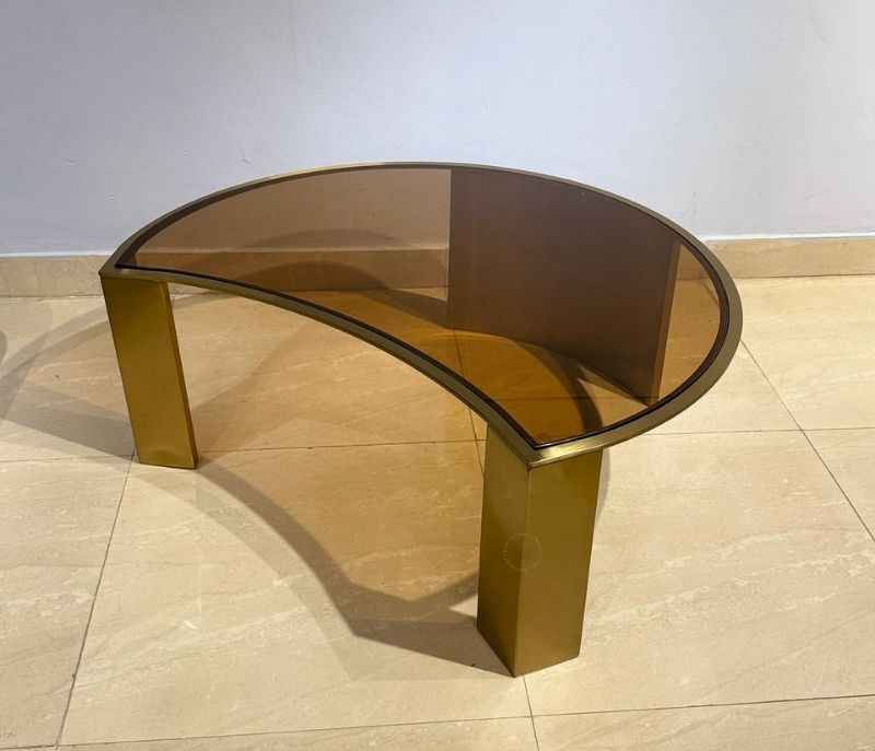 Table Basse Verre et Métal Doré