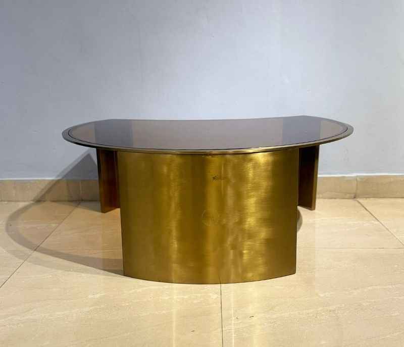 Table Basse Verre et Métal Doré