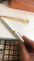 Stylo à Bille Diamant Blanc et Doré - Luxe Premium