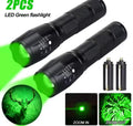 Lampe Torche LED Verte Tactique - Pack de 2 avec Zoom Réglable