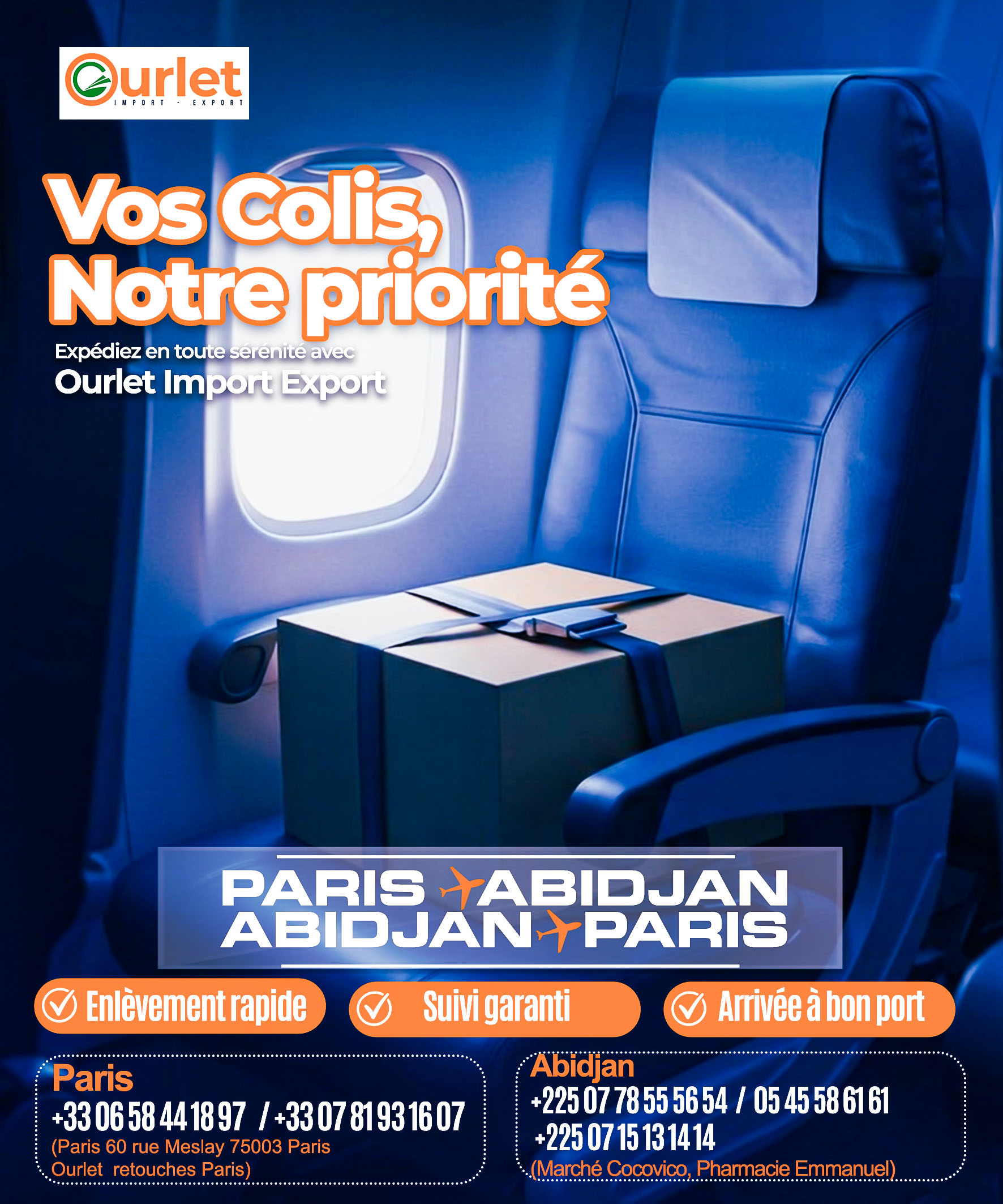 Convoyage de Colis Paris ↔ Abidjan – Ourlet Import Export