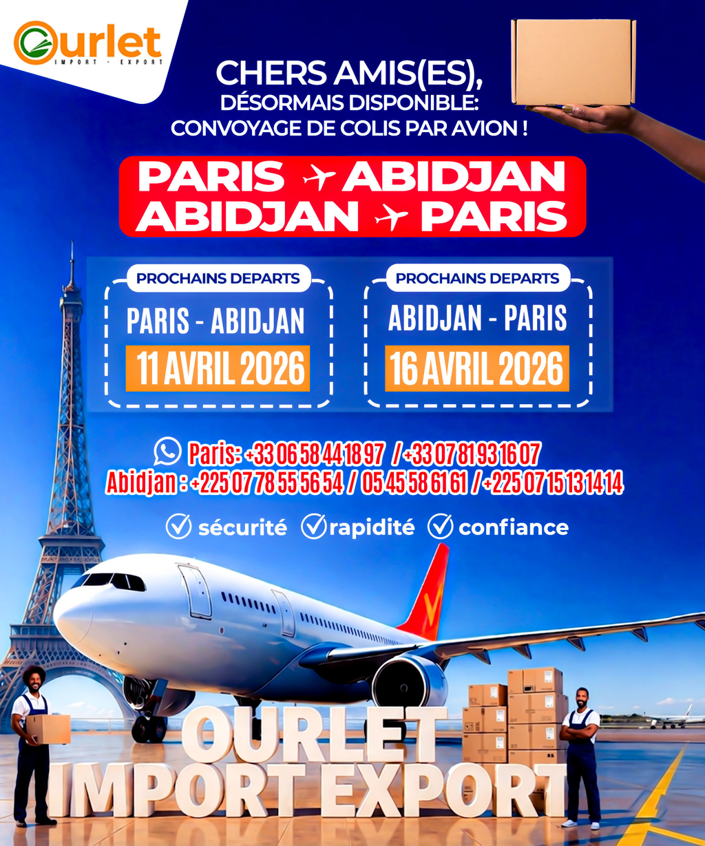 Convoyage de Colis Paris ↔ Abidjan – Ourlet Import Export