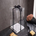 Boîte Cadeau Transparente Haute avec Ruban Noir Élégant