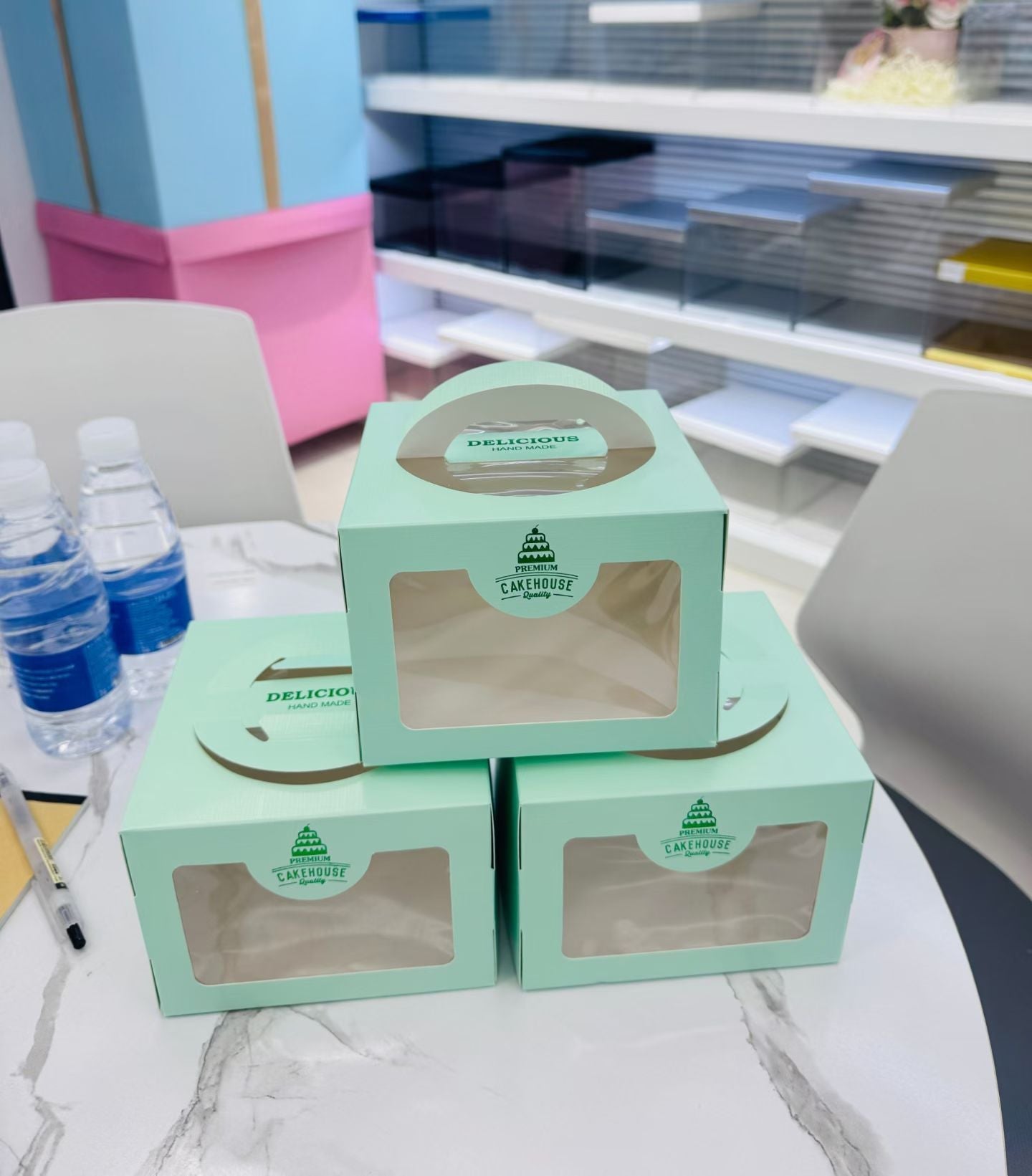 Boîte à Pâtisserie "Cakehouse" Vert Menthe avec Fenêtre