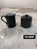Ensemble Pot à Sucre et Pot à Lait - Effet Marbre Noir