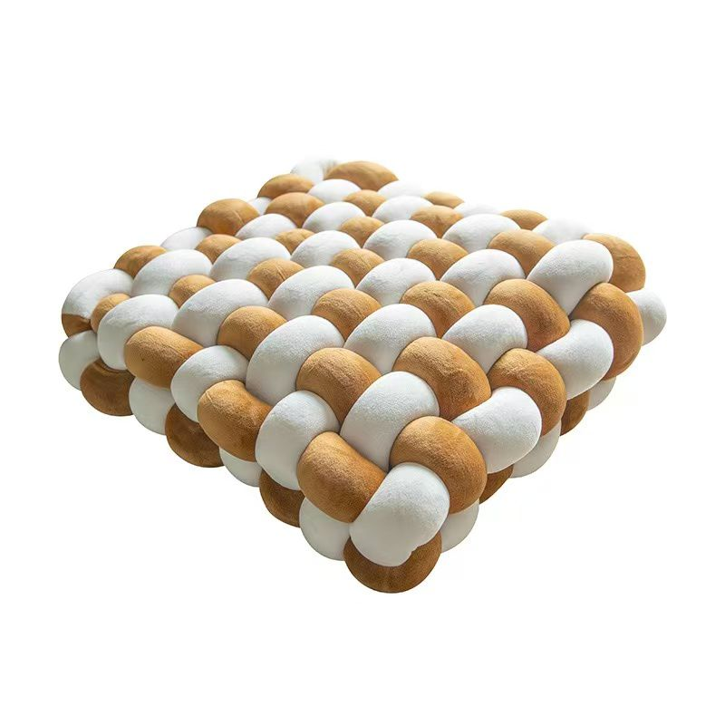 Coussin tressé carré bicolore