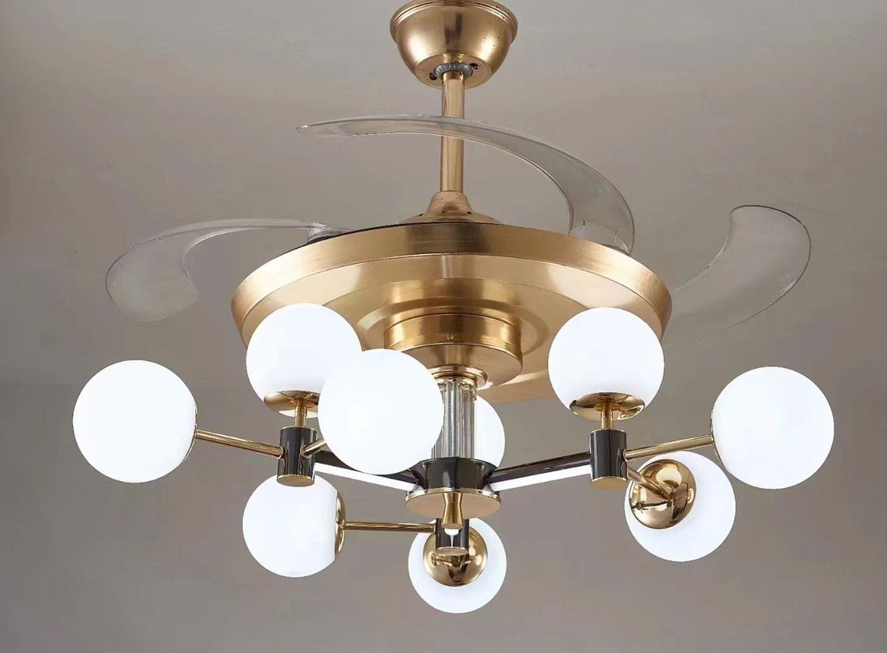 Ventilateur-lustre design doré