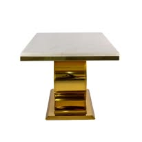 Table moderne pied doré géométrique