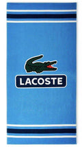 Serviette de Plage Lacoste - Bleu Rayures Sportives