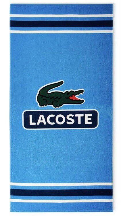 Serviette de Plage Lacoste - Bleu Rayures Sportives